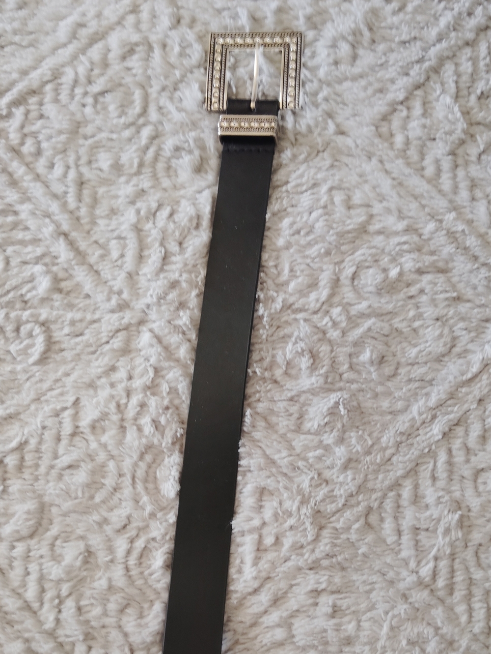 Express Women’s Black Belt with Decorative Silver-Tone Square Buckle